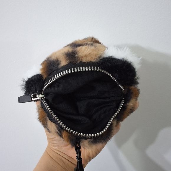 NEW Leopard Animal Plush Cute Keychain Bag Charm Bag Clip With Pouch Coin Purse - Picture 6 of 6